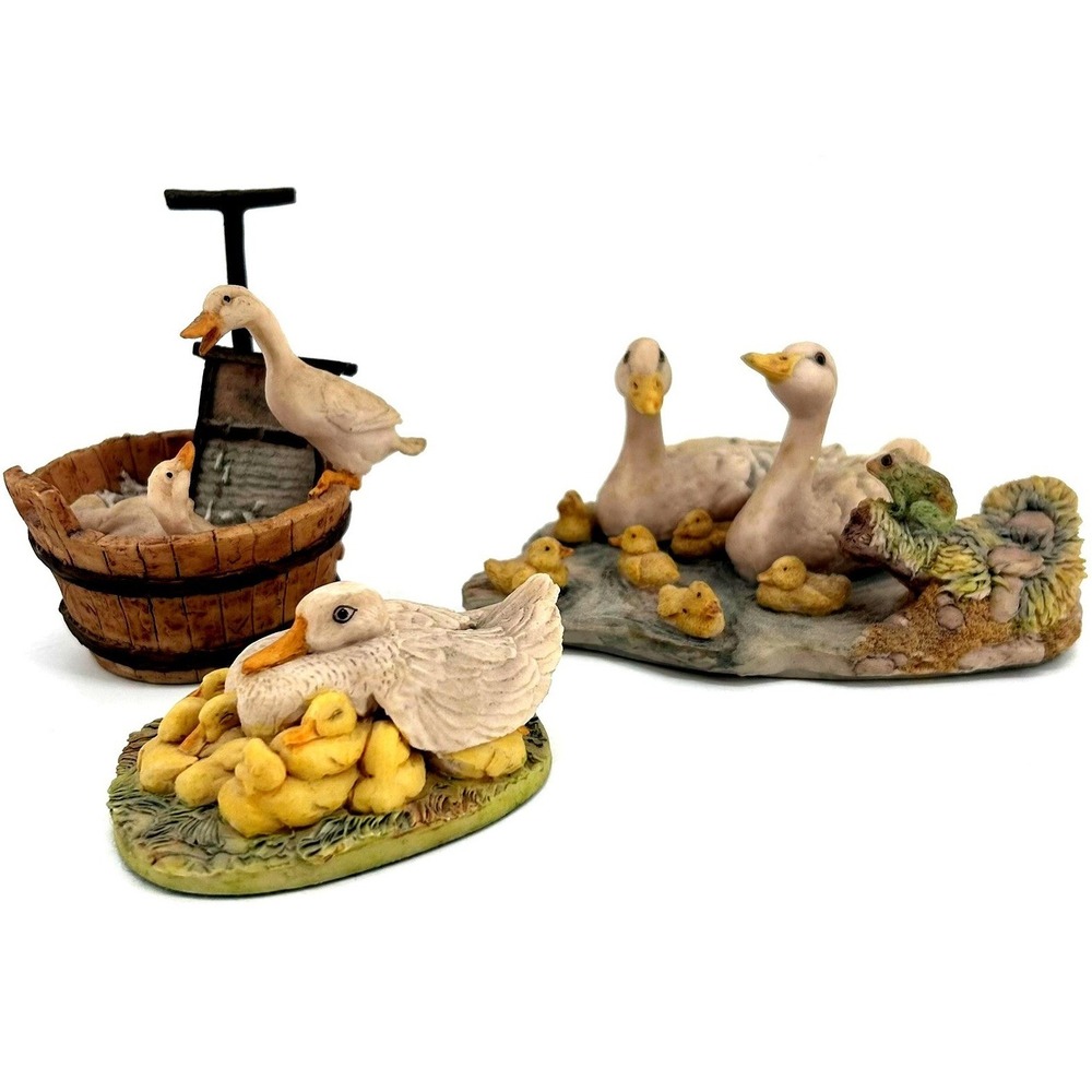 Schmid Lowell Davis Bustin With Pride Duck Figurine Set 3 Hand Painted Porcelain